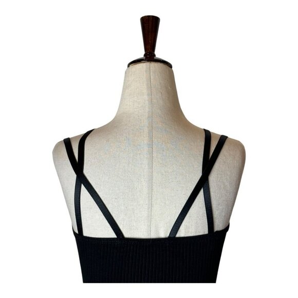 The Range Shirt Women XS Black Ribbed Knit Double Strap‎ Cropped Alloy Tank Top - Picture 5 of 10